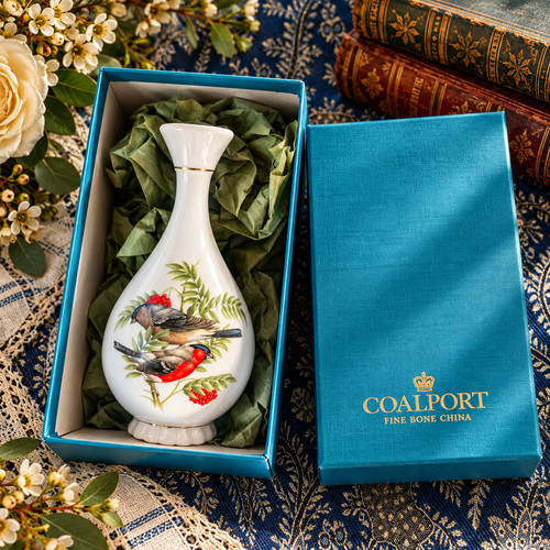 Coalport bullfinch bud vase - bullfinch,