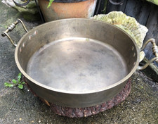 Antique Victorian Bronze braising pan country house cooking pot 15" wide heavy