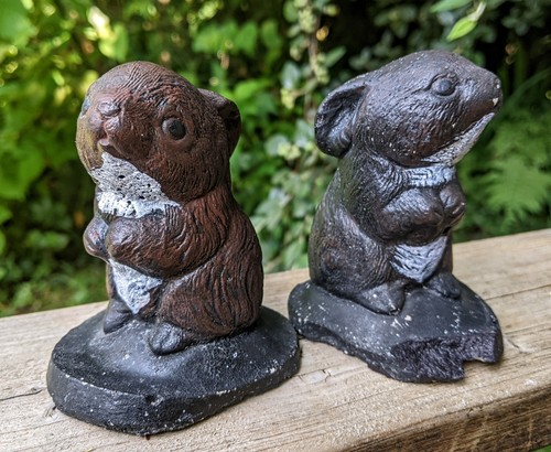 Vintage concrete rabbits - concrete,
