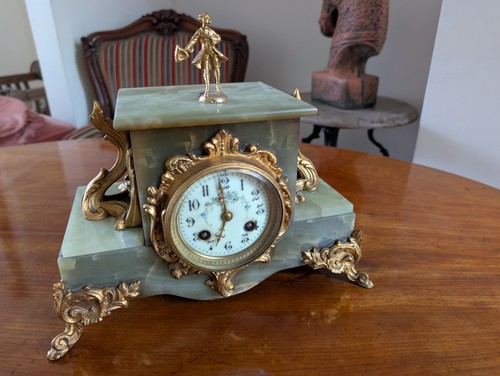 Antique french onyx mantel - french,