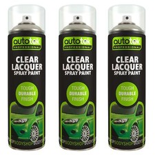 AutoTek Clear Lacquer Multi-Purpose Aerosol Spray Paint 500ml x3