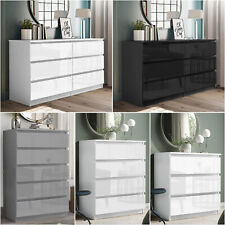 High Gloss Chest of Drawers Tall Wide Bedside Table Cabinet Bedroom Furniture 