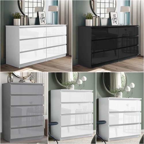 High gloss chest drawers - high,