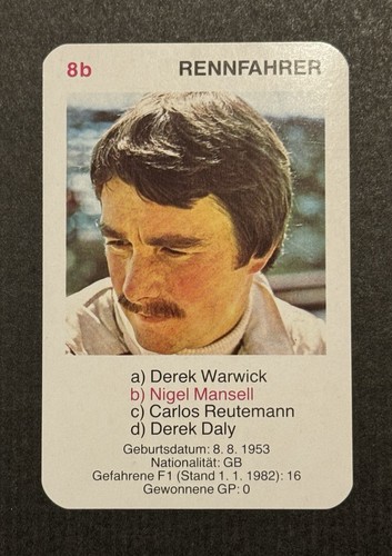 Nigel mansell rookie card - mansell,