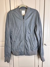 Men’s Diesel Y2K Lamb Leather Bomber GREY Jacket Size L