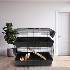 Indoor Rabbit Cage Hutch 2 Tier Pet House Rabbit Guinea Pig Bunny Small Animals