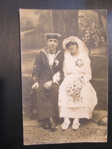 Postcard naval wedding man in - naval,