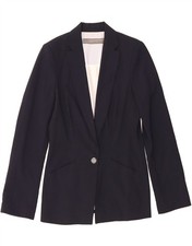ZARA Womens 1 Button Blazer Jacket UK 14 Medium Navy Blue AZ01