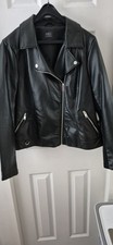 M&S BLACK FAUX LEATHER BIKER