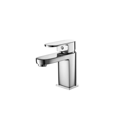 Chrome basin tap and wall