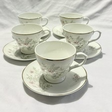 Royal Albert Fine Bone China Mayfair Series Pink Floral Tea Cup & Saucers x5 