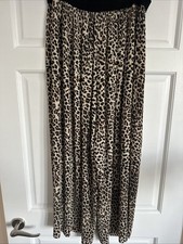 Zara Leopard Print Pleated  Culottes Size Small With Elasticated Waist