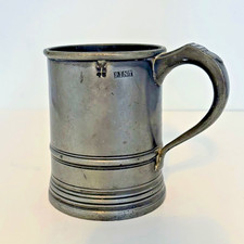 Vintage Pewter Pint Tankard w/