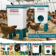 Chicken Duck Coop Bird Feeder Waterer Set 8kg 7L Automatic Food Water Dispenser