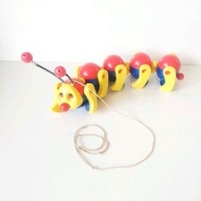 Vintage 1990’s Kiddicraft 16” Caterpillar Pull Along Toy Clatterpillar RARE! 