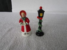 2 PIECE HUMMEL GOEBEL [ LADY CAROLER AND LAMP POST 4.5" FIGURINES ] TMK 6