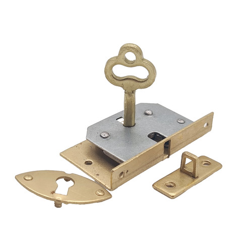 Small brass gold lock - gold, +