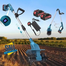 21V Cordless Cultivator Rotavator Tiller Cultivator 2x Batteries Garden Tool