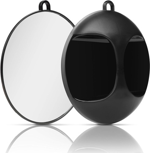 Black round mirror barber shop - black,