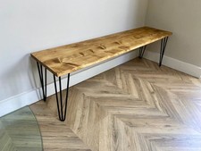 Rustic Solid Wood Bench  Hairpin Metal Legs  table seat dining kitchen*