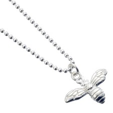 Sterling Silver Ball Bead Necklace with Bumble Bee Charm