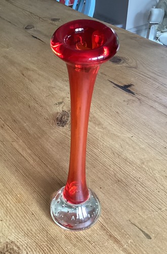 Vintage red glass bud vase - red,