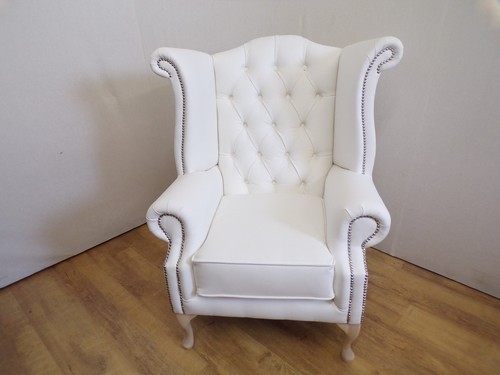 White faux leather queen - white,