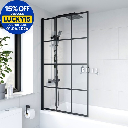 Bath shower screen black - shower, grid