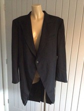 Tailcoat, Black Tailored Morning Coat, 100% Wool, Size 42 By Edmidio Tucci