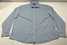 UNTUCKit Performance Nylon Shirt Mens 3XL Blue Check Relaxed Fit Lopez-Perf