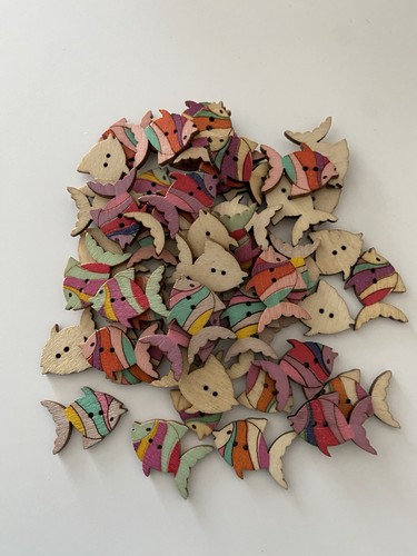Angel fish wooden buttons - 10,
