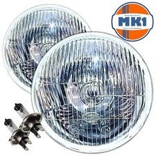 7" SEALED BEAM HEADLIGHTS HALOGEN H4 CONVERSION DOMED + FOR CLASSIC LAND ROVERS