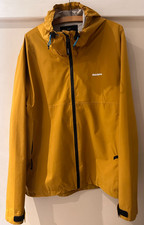 Finisterre men’s Rainbird waterproof jacket size L yellow lightweight hooded