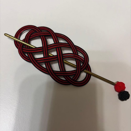 Kanzashi hairpin red - hairpin, black