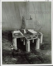 1970 Press Photo Oil Rig Ocean Prospector Design Drawing by ODECO - nod09585