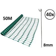 50 Metres Safety Mesh Barrier Fence+ 40 x Fencing Pins Garden Netting Net