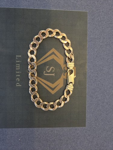 9ct gold curb bracelet - gold,