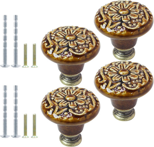 4pcs brown ceramic cabinet - brown,