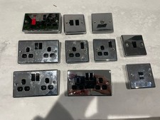 Chrome Double Sockets and Switches. Removed from kitchen. Will polish up well 