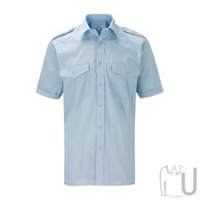 Mens Pilot/Security Shirt Long & Short Sleeve White or Sky Blue