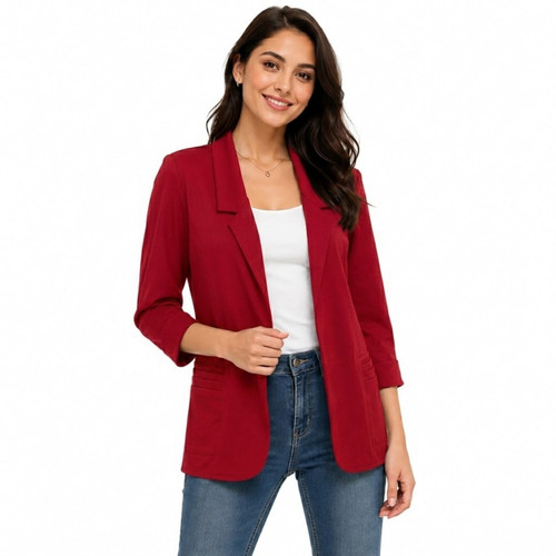 Women open front blazer - open,