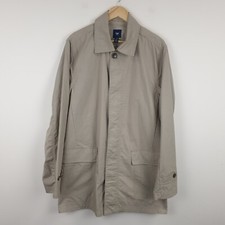 GAP Trench Coat Mens Large Beige Collared Overcoat Classic Cotton Blend