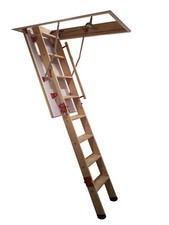 Wooden Loft Ladder - Attic Timber Ladders - Heavy Duty Grand Hatch EN14975