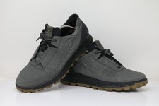 Ecco EXOSTRIKE Grey Leather Men Hiking Shoes Size UK 11.5 EUR 46 US 12