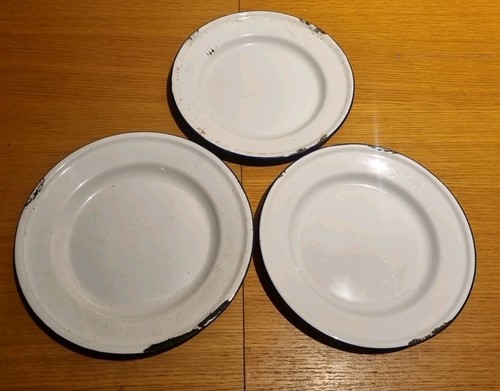 Vintage enamel plate white - enamel,