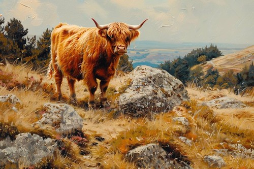Highland cow canvas picture - cow,