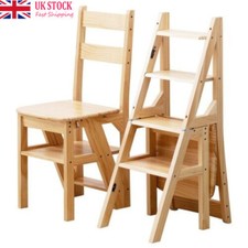 Multifunction Wooden Dining Chair Can be Switched as a 4- step Ladder New Design