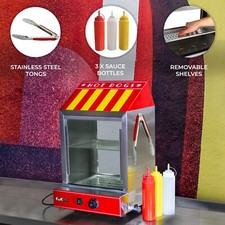 Hot Dog Steamer Cooker Electric Warmer Machine Hotdog Commercial Glass Display