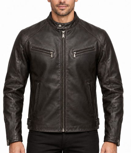 Men dark brown leather - brown,