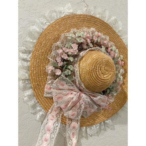 Vintage floral straw sun hat - vintage,
